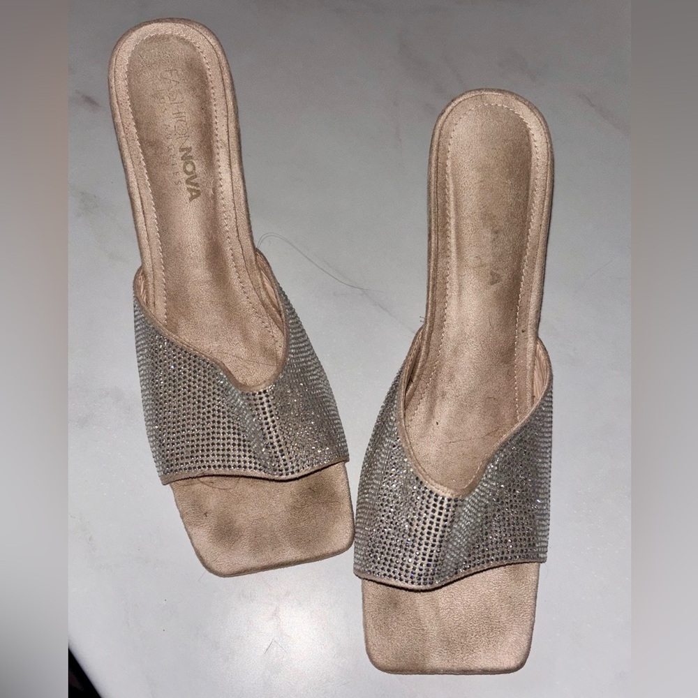 Rhinestone sandal heels